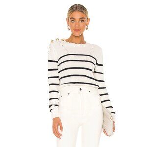 Veronica Beard Matin Sweater - Ivory & Navy Stripes